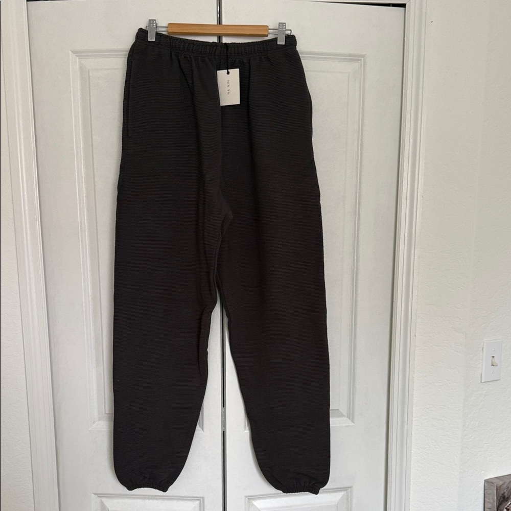 NWT NA NIN Franklin Rippled Cotton Sweatpants in Faded Black